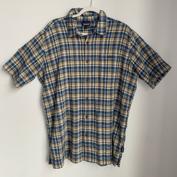 Patagonia Other - Men's Patagonia Blue and Yellow Plaid Short Sleeve Button Down Size XL
